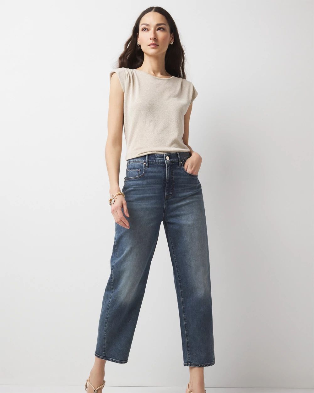 Mid Rise White Pintuck Skyscraper Jeans | Express